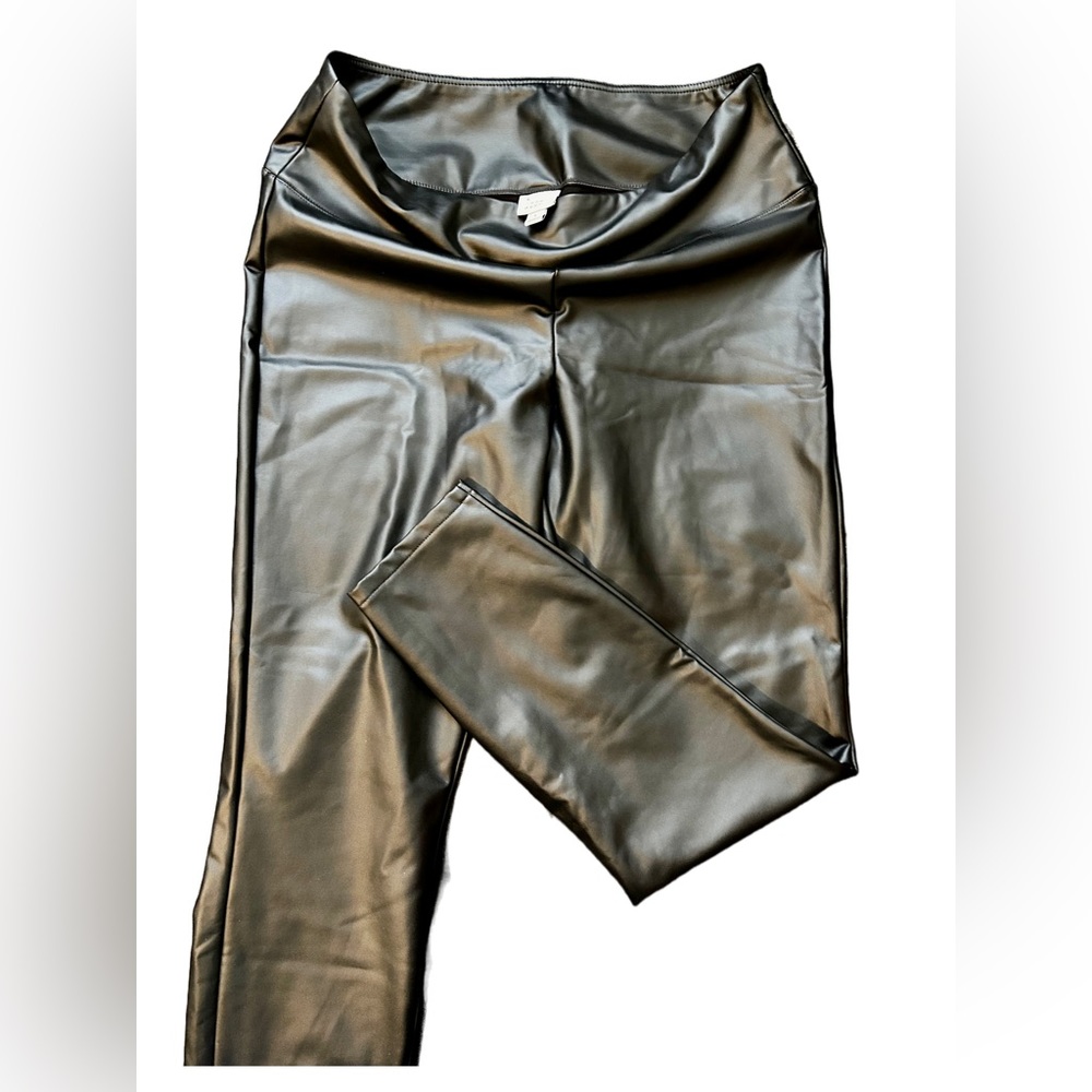 Faux Black Leather Skinny Pants